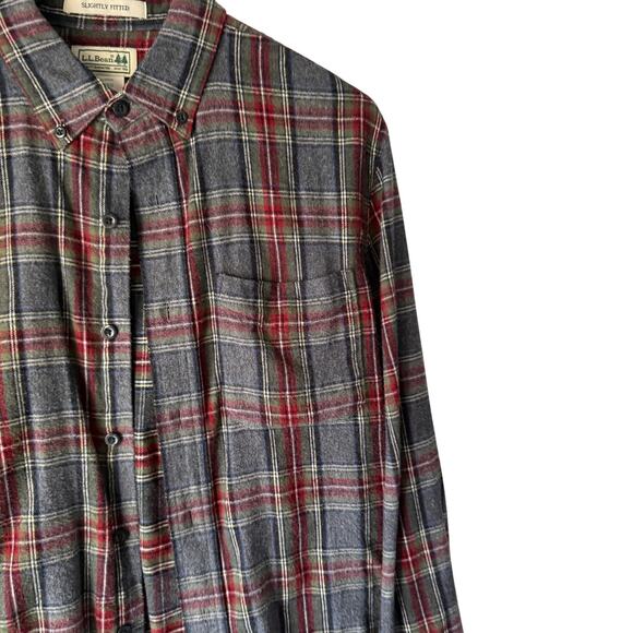 LL Bean Shirt Mens Small Plaid Flannel Button Down Slightly Fitted Cabin Outdoor - Picture 1 of 7